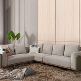 Celadon Modular Fabric Sofa With Movable Side Table