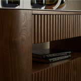 FLUTO Walnut with Sintered Stone Top and Steel Legs Sideboard