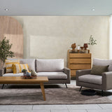 DANSK Fabric Sofa with Faux Leather Armrest