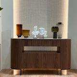 FLUTO Walnut with Sintered Stone Top and Steel Legs Sideboard