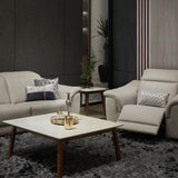 PLUME Leather Motorised Adjustable Headrest Recliner Sofa