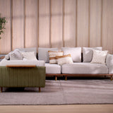 Celadon Modular Fabric Sofa With Movable Side Table