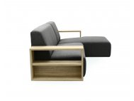 Studio L-Shape Fabric Sofa with Wooden Storage Arm