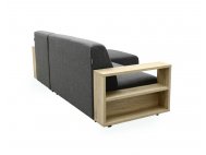 Studio L-Shape Fabric Sofa with Wooden Storage Arm