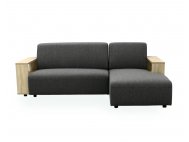 Studio L-Shape Fabric Sofa with Wooden Storage Arm