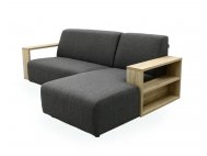 Studio L-Shape Fabric Sofa with Wooden Storage Arm