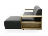 Studio L-Shape Fabric Sofa with Wooden Storage Arm