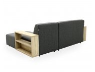 Studio L-Shape Fabric Sofa with Wooden Storage Arm