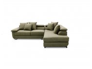 Apollo L-Shape Fabric Sofa with Seat Cushions and Adjustable Headrest