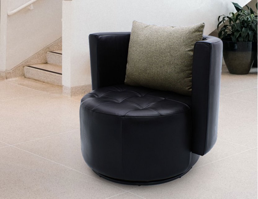 Club Swivel Faux Leather Armchair