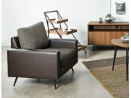 Dansk Fabric Sofa with Faux Leather Armrest