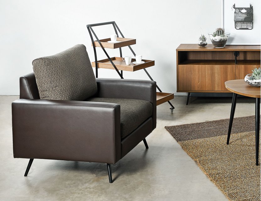 Dansk Fabric Sofa with Faux Leather Armrest