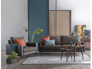 Dansk Fabric Sofa with Faux Leather Armrest