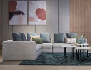 Evita L-Shape Fabric Sofa With Removable Cushion Covers Evita L-Shape Fabric Sofa With Removable Cushion Covers