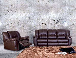 Plush Manual Leather Recliner Sofa