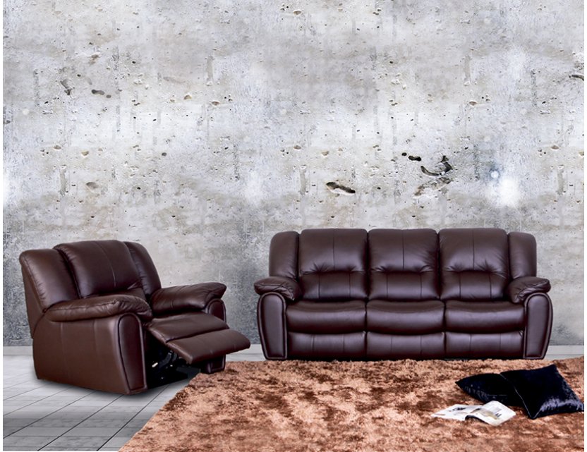 Plush Manual Leather Recliner Sofa