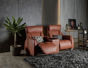 Sho Motorised Leather Recliner Sofa With Storage Box and Cupholders  | All Seats Reclinable