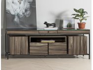 Tetra TV Console With Glass Top And Steel Legs