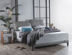 Gaze Bedframe Half Leather with USB Ports and Bluetooth Speakers with Mattress Bedroom Package