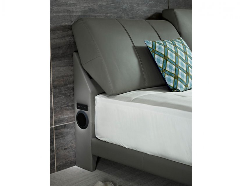 Gaze Bedframe (Half Leather)  with USB Ports and Bluetooth Speakers