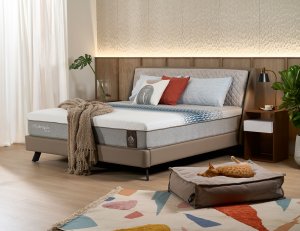 Slant Bed Frame with Removable Quilted Cushion