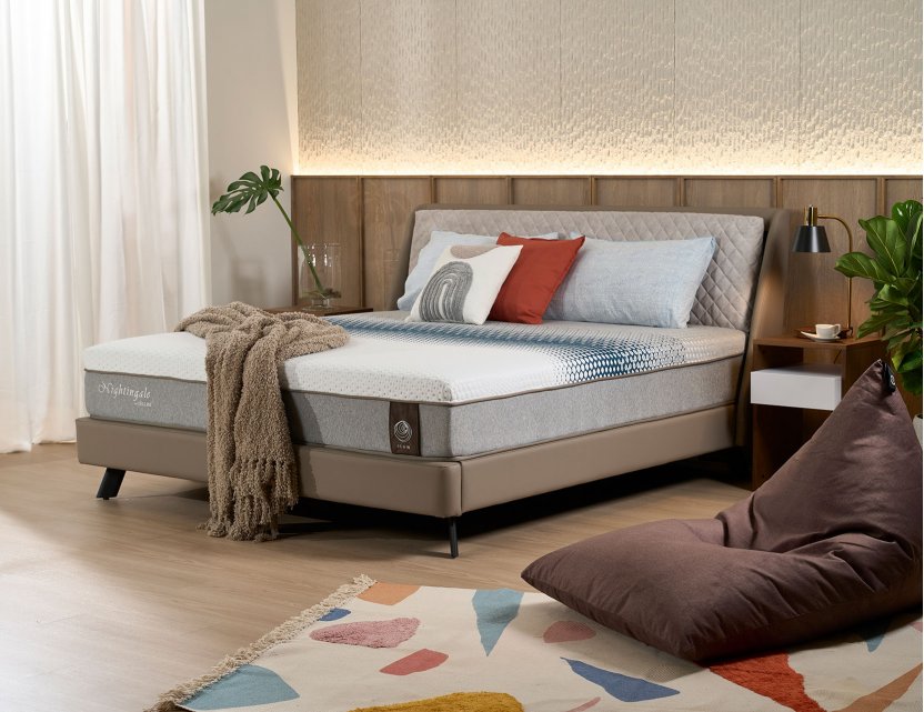 Slant Bed Frame with Removable Quilted Cushion
