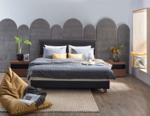 Trinity Bedframe with Faux Leather Panel Headboard