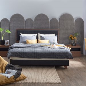 Trinity Bedframe with Faux Leather Panel Headboard Trinity Bedframe with Faux Leather Panel Headboard