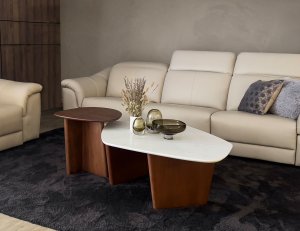 Arc Quartz Top Coffee Table With Marble Accents