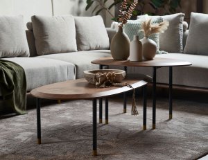 Celadon Coffee Table With Gold-Tipped Steel Legs