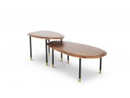 Celadon Coffee Table With Gold-Tipped Steel Legs