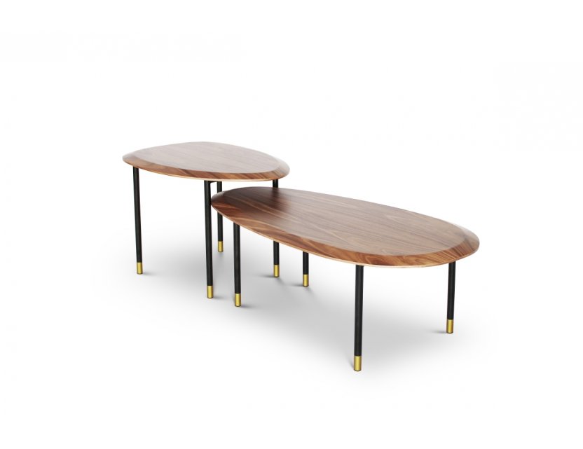 Celadon Coffee Table With Gold-Tipped Steel Legs