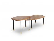 Celadon Coffee Table With Gold-Tipped Steel Legs