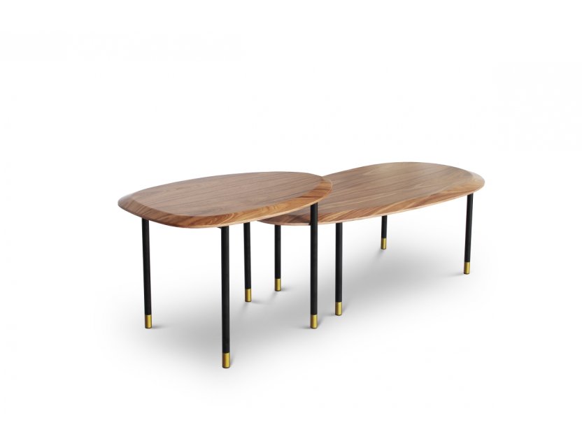 Celadon Coffee Table With Gold-Tipped Steel Legs