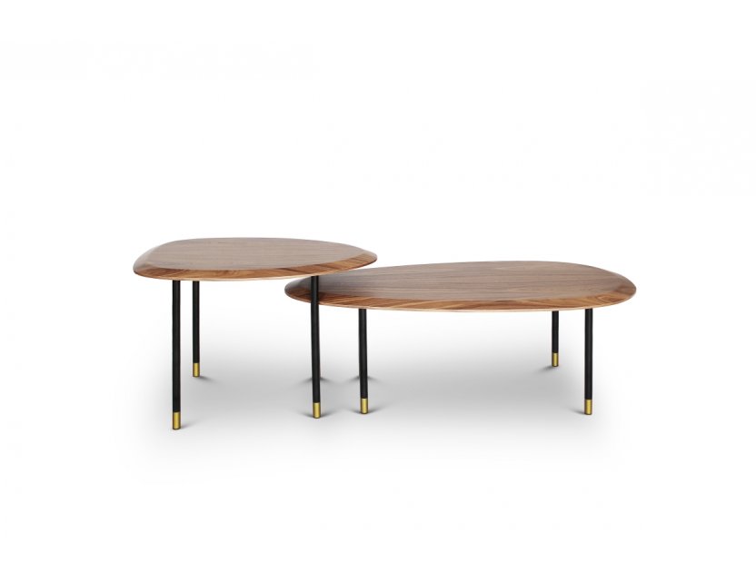 Celadon Coffee Table With Gold-Tipped Steel Legs