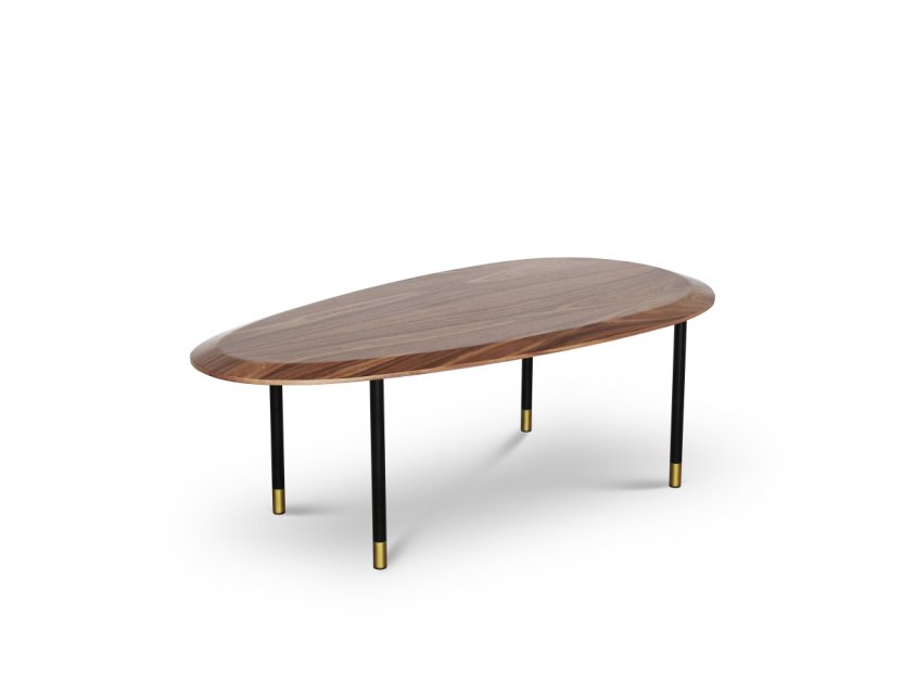 Celadon Coffee Table With Gold-Tipped Steel Legs