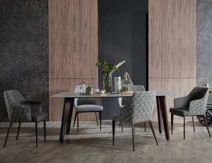 Kay Quartz Top Dining Table 1.6M + 4 Hatch Dining Chairs