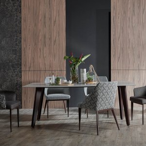 Kay Quartz Top Dining Table 1.6M with 4 Hatch Dining Chairs