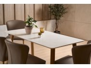 Bela Quartz Top Dining Table With Marble Accents