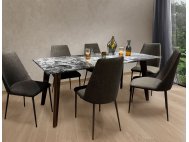 Black Beauty Granite Dining Table 1.95m with 6 Henry Dining Chairs