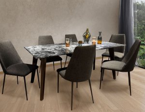 Black Beauty Granite Dining Table 1.9m with 6 Henry Dining Chairs Black Beauty Granite Dining Table 1.9m with 6 Henry Dining Chairs