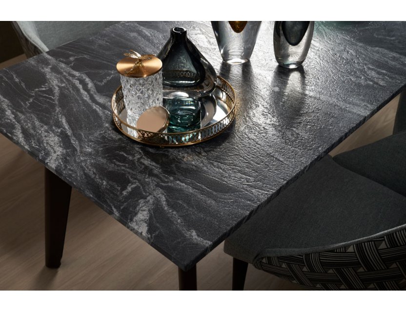 Black Beauty Granite Dining Table 1.9m with 6 Hatch Dining Chairs