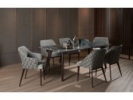 Black Beauty Granite Dining Table 1.9m with 6 Hatch Dining Chairs