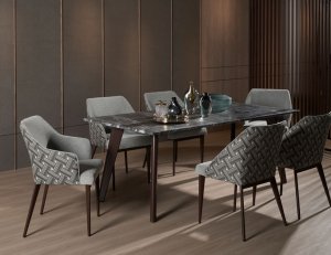 Black Beauty Granite Dining Table 1.9m with 6 Hatch Dining Chairs Black Beauty Granite Dining Table 1.9m with 6 Hatch Dining Chairs