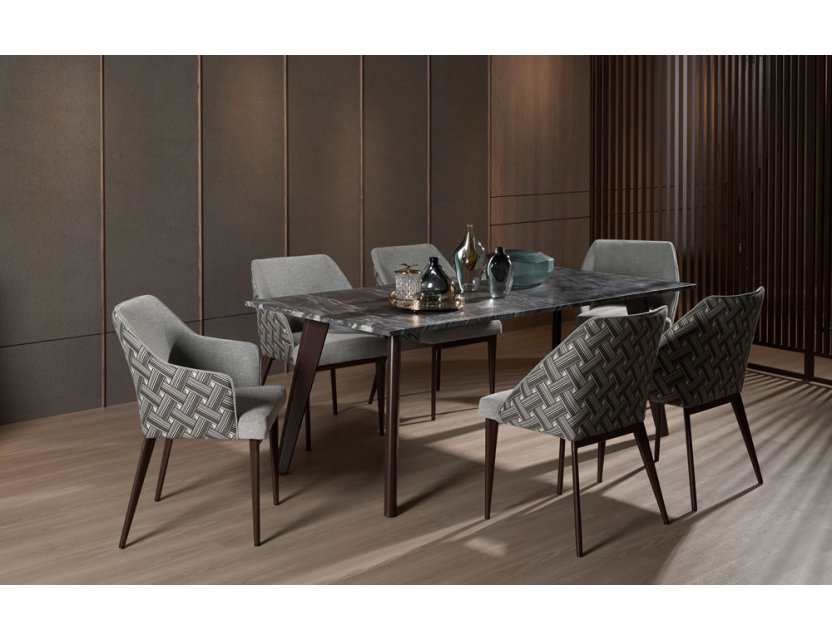 Black Beauty Granite Dining Table 1.9m with 6 Hatch Dining Chairs