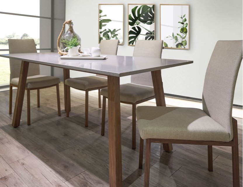 Bolda Quartz Top Dining Table 1.6M with 4 Flex Dining Chairs