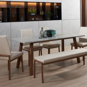 Bolda Grey Quartz Top Dining Table 1.8m with Flex Dining Chairs Bolda Grey Quartz Top Dining Table 1.8m with Flex Dining Chairs