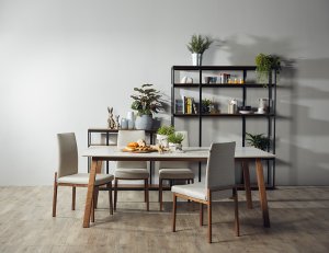 Bolda Quartz Top Dining Table 2M + 6 Flex Dining Chairs