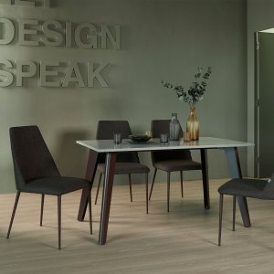 Kay Grey Quartz Top Dining Table 1.8m with 4 Henry Dining Chairs