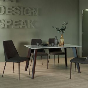 Kay Grey Quartz Top Dining Table with Henry Dining Chairs Kay Grey Quartz Top Dining Table with Henry Dining Chairs
